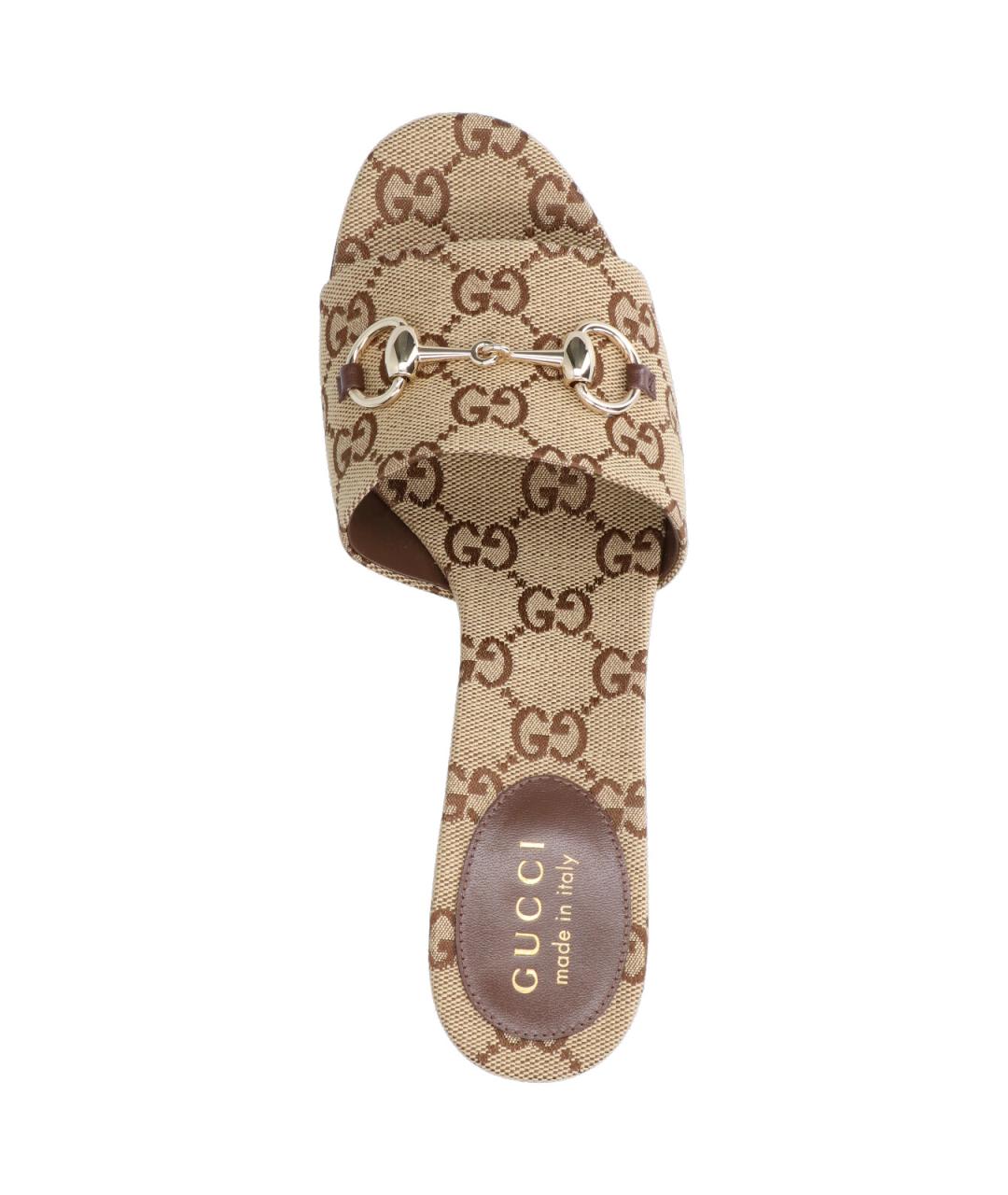 GUCCI Бежевые текстильные мюли, фото 5