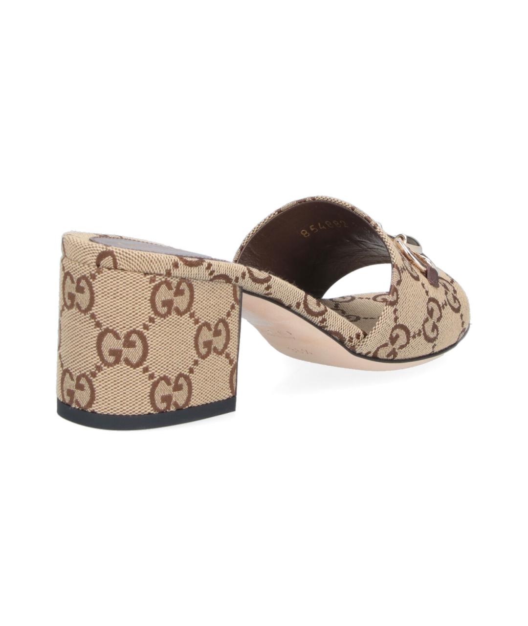 GUCCI Бежевые текстильные мюли, фото 4