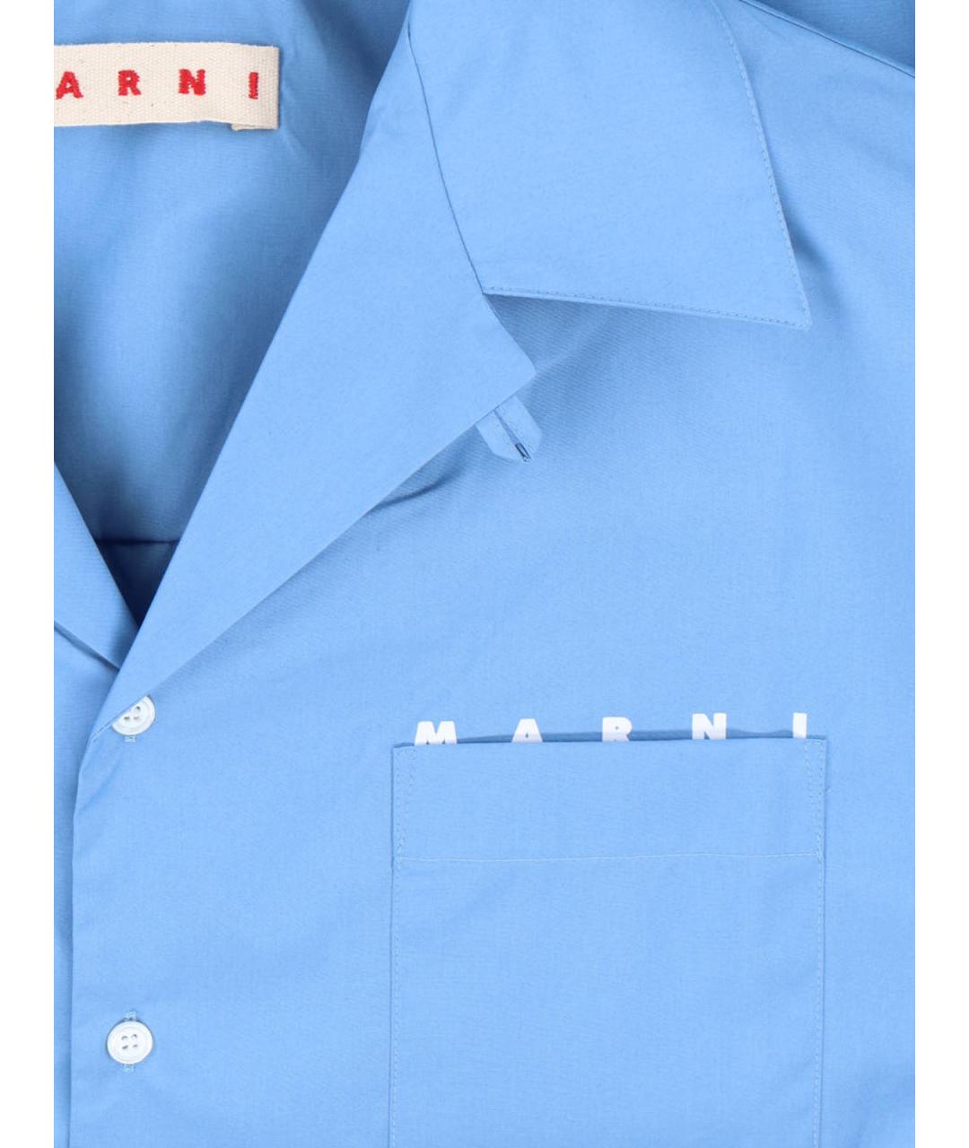 MARNI Голубая хлопковая кэжуал рубашка, фото 3