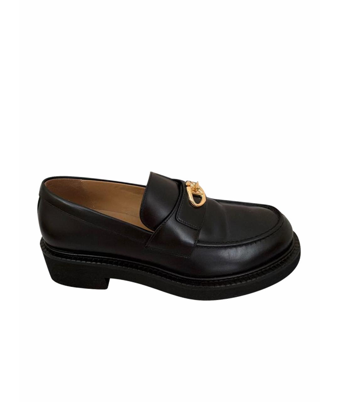 VALENTINO Черные кожаные лоферы, фото 1