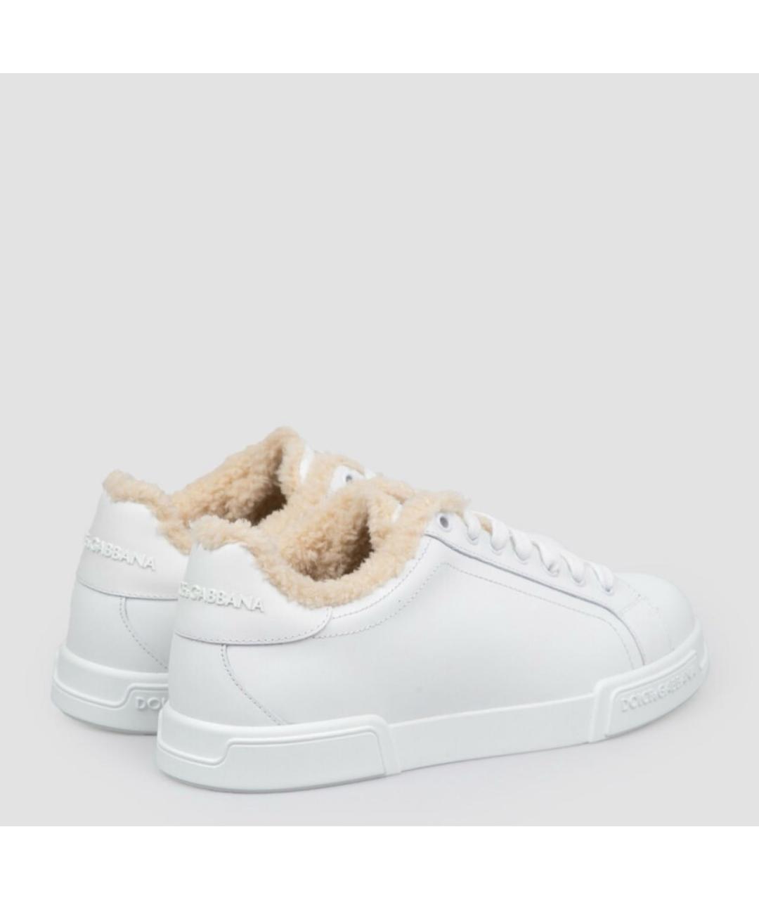 DOLCE&GABBANA Белые кожаные низкие кроссовки / кеды, фото 3