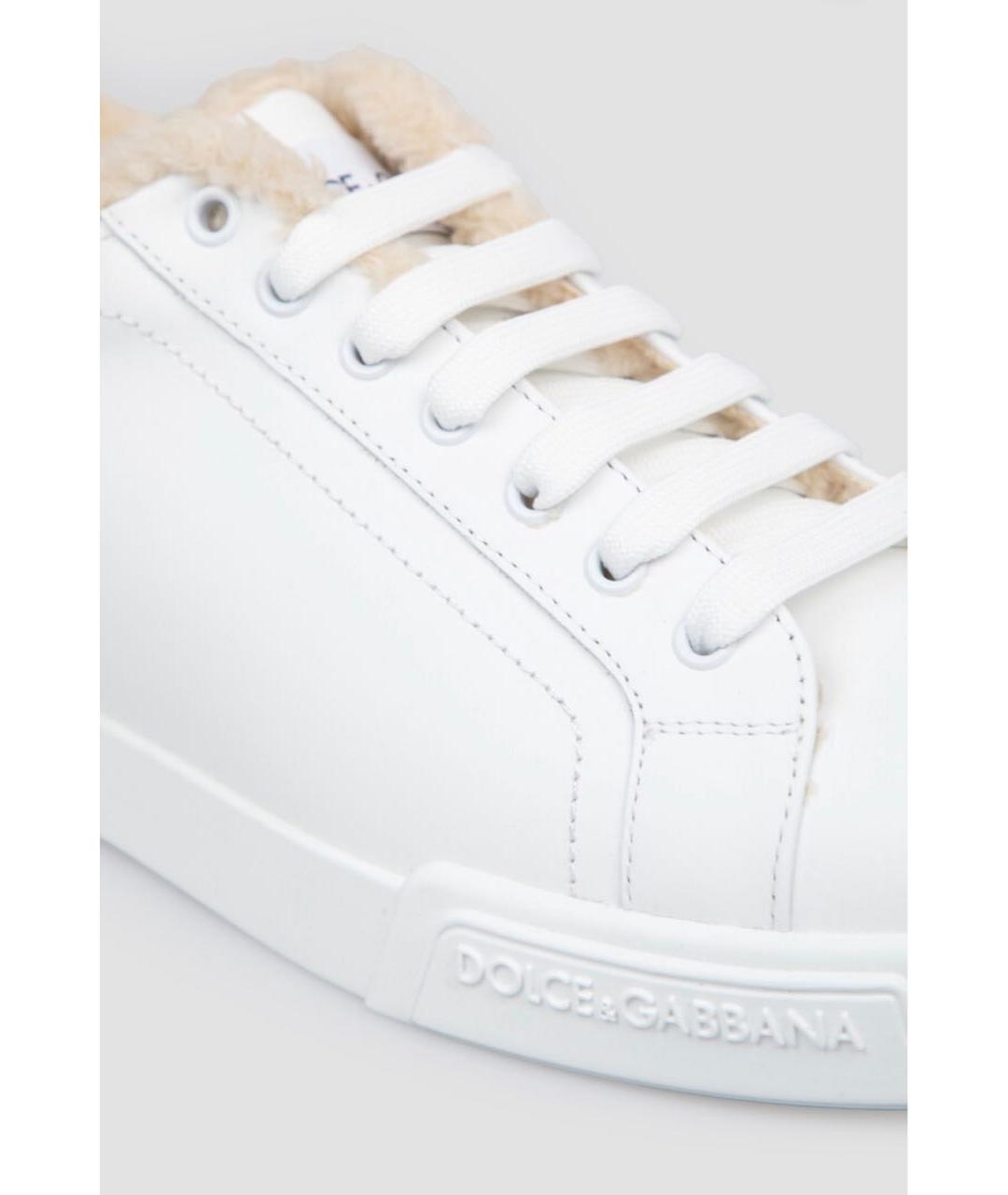 DOLCE&GABBANA Белые кожаные низкие кроссовки / кеды, фото 4