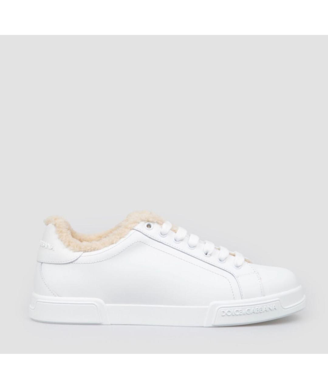 DOLCE&GABBANA Белые кожаные низкие кроссовки / кеды, фото 6