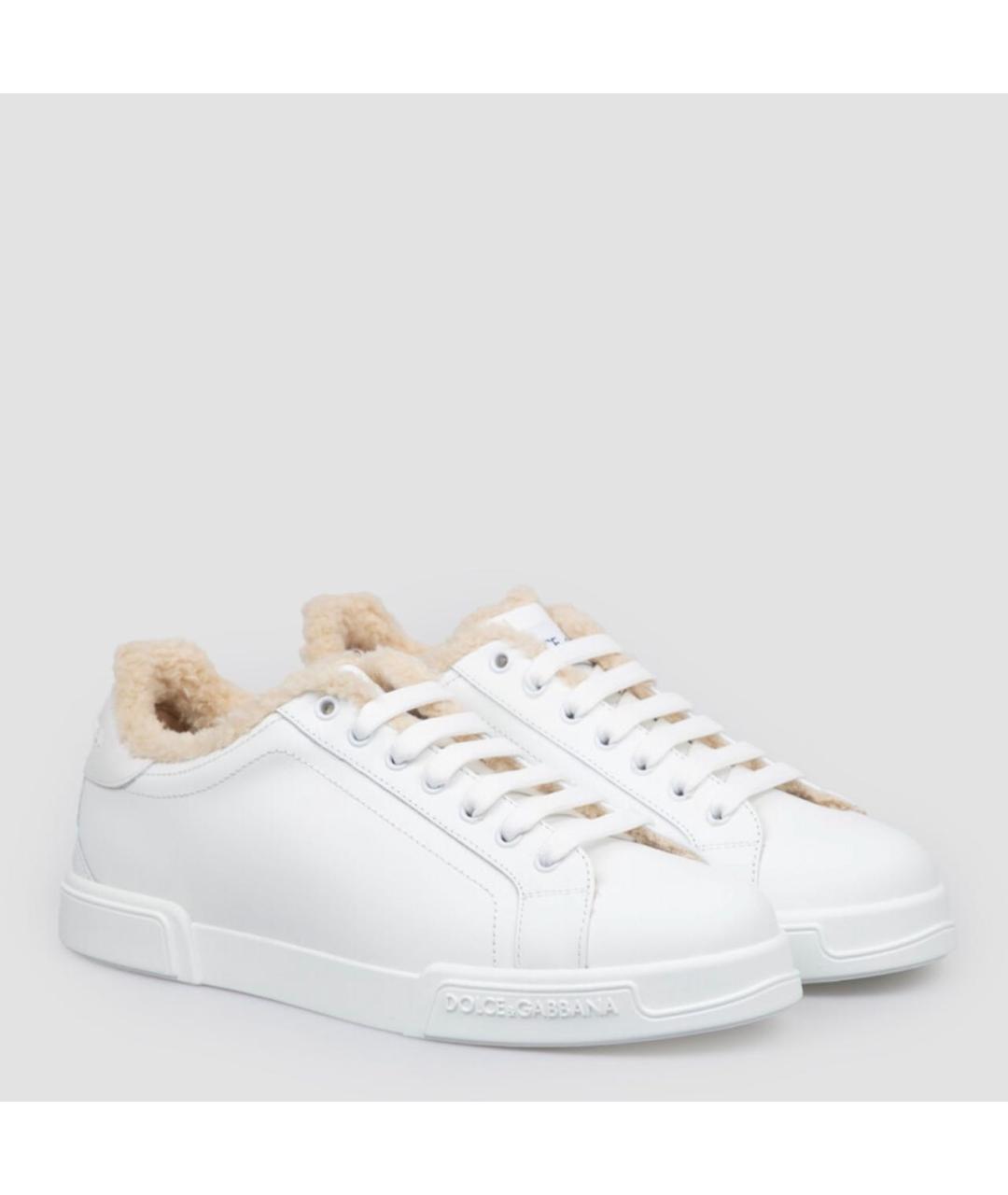 DOLCE&GABBANA Белые кожаные низкие кроссовки / кеды, фото 2