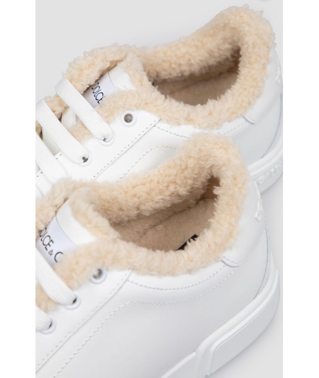 DOLCE&GABBANA Белые кожаные низкие кроссовки / кеды, фото 5