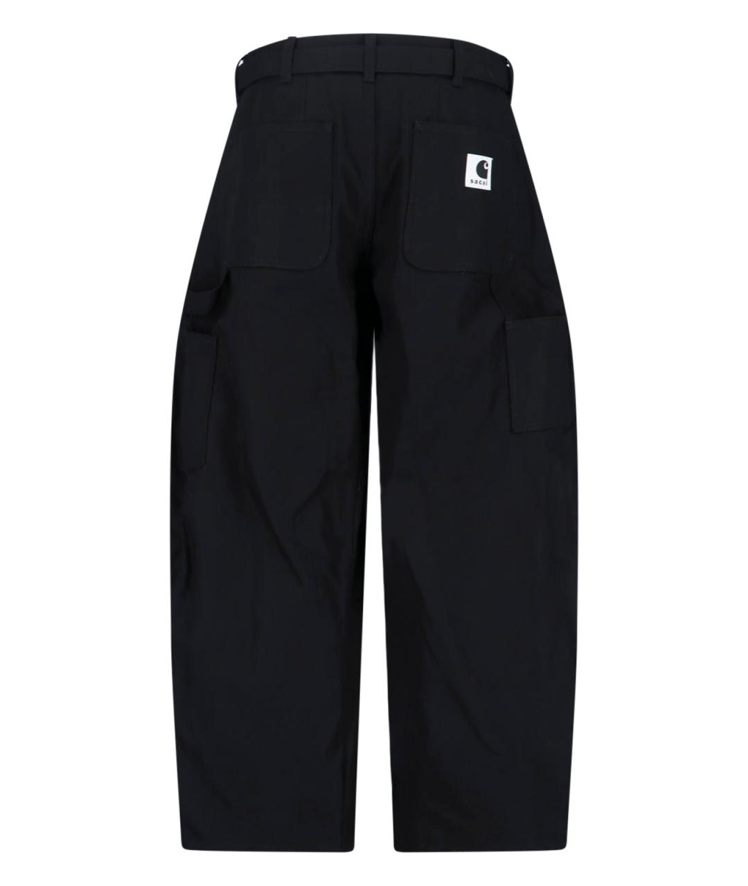 SACAI Черные хлопковые повседневные брюки, фото 2