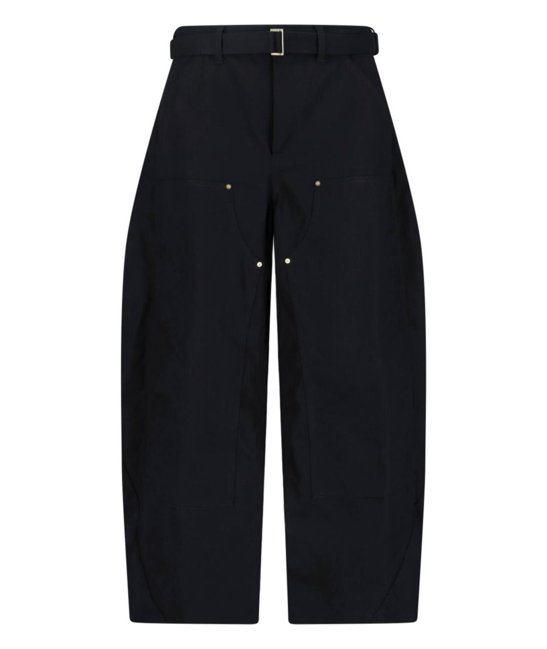 SACAI Черные хлопковые повседневные брюки, фото 1