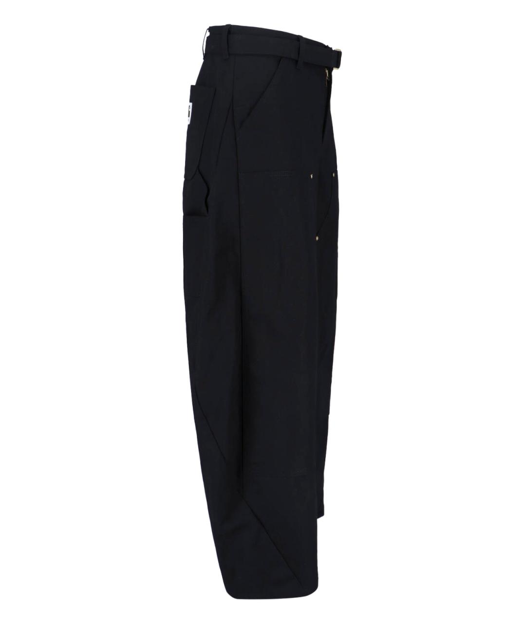 SACAI Черные хлопковые повседневные брюки, фото 3