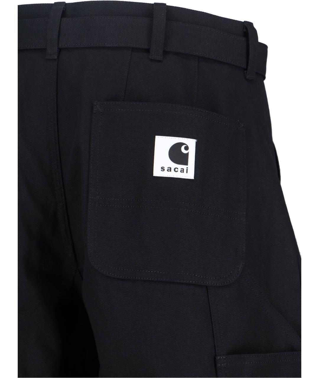 SACAI Черные хлопковые повседневные брюки, фото 4