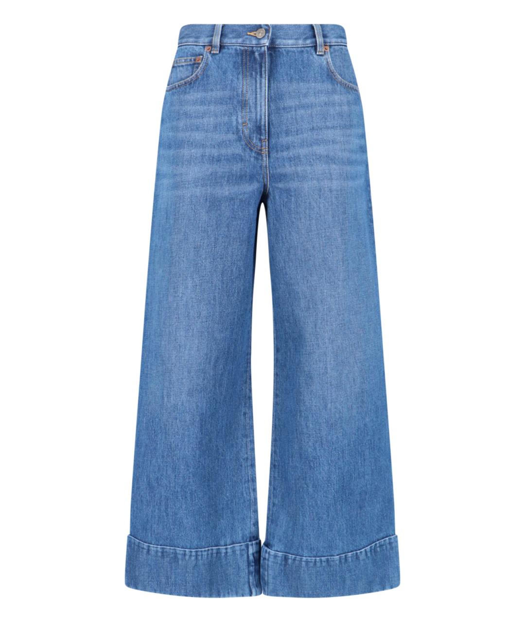 VALENTINO Синие хлопковые джинсы клеш, фото 1