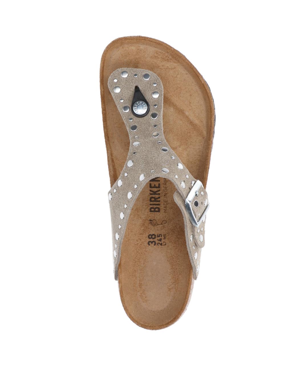 BIRKENSTOCK Бежевые кожаные шлепанцы, фото 5