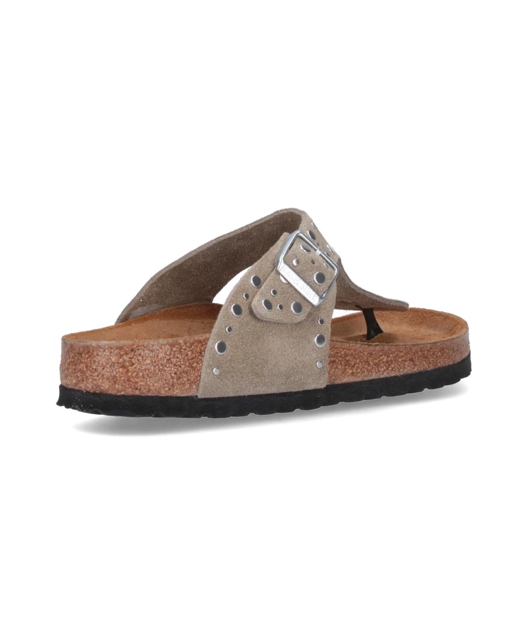 BIRKENSTOCK Бежевые кожаные шлепанцы, фото 4