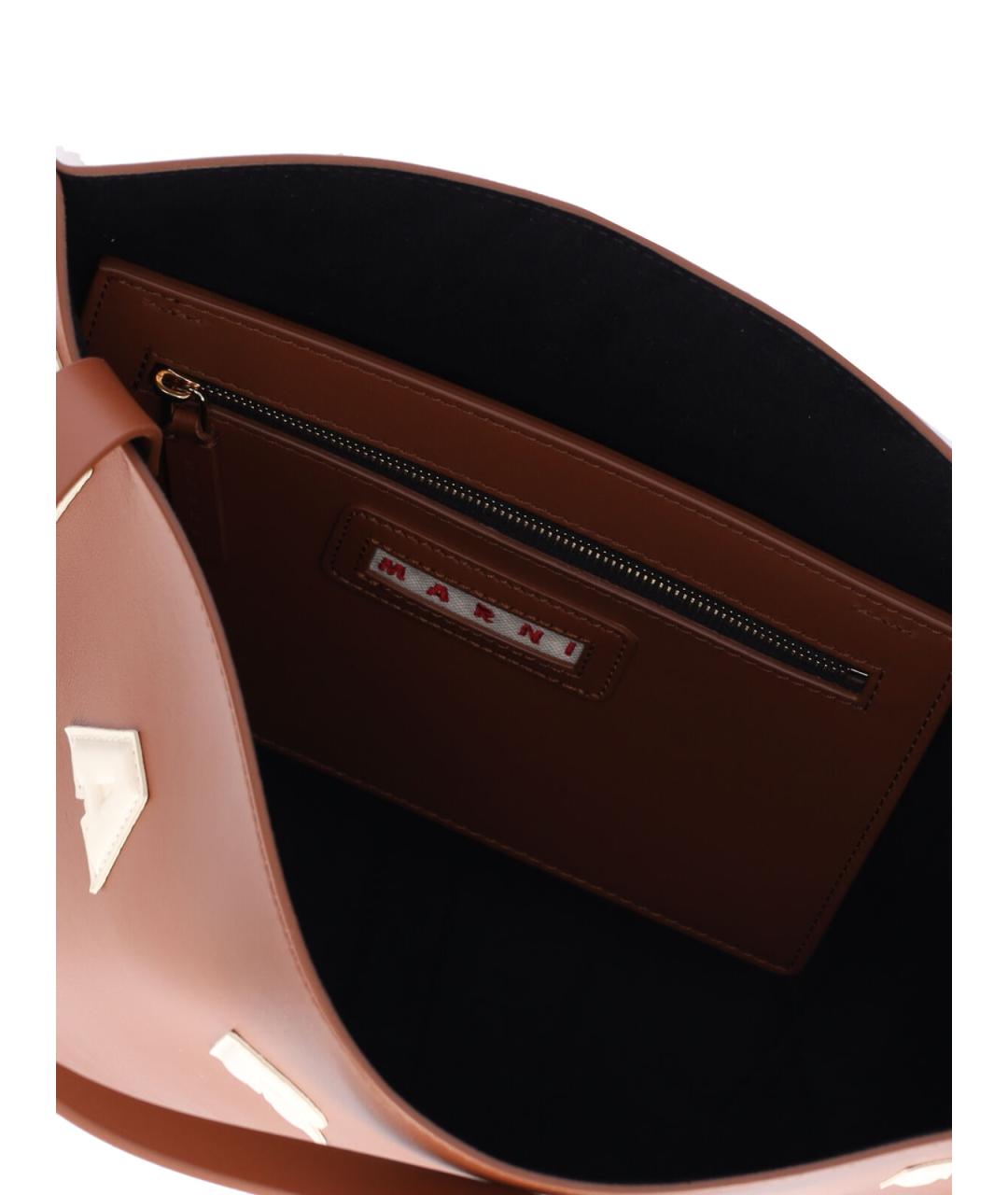 MARNI Коричневая кожаная сумка тоут, фото 4