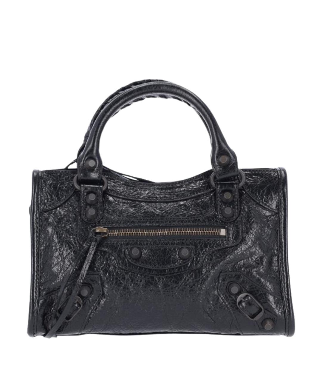 BALENCIAGA Черная кожаная сумка тоут, фото 1