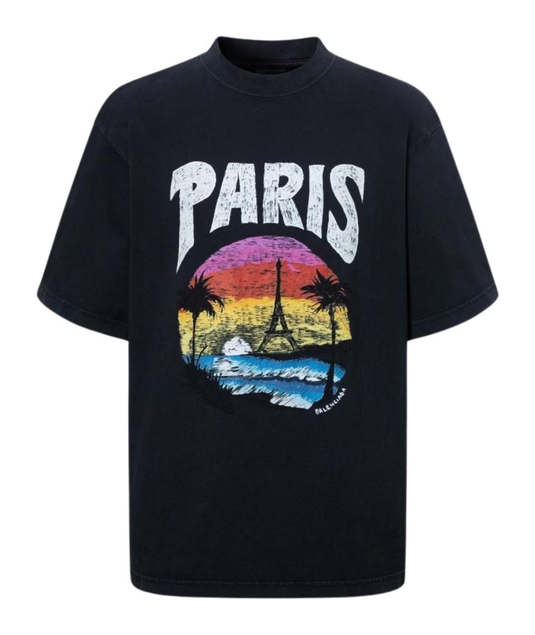 BALENCIAGA Черная хлопковая футболка, фото 1