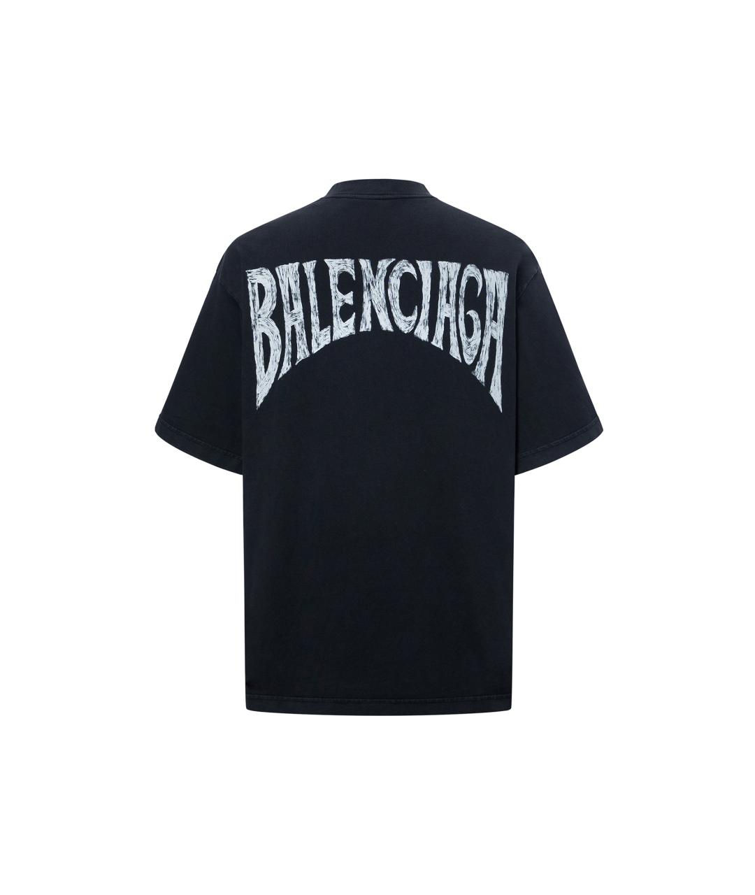 BALENCIAGA Черная хлопковая футболка, фото 2