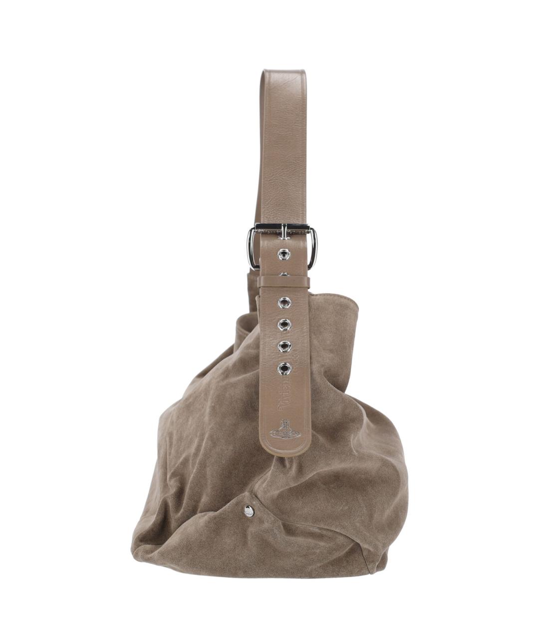 VIVIENNE WESTWOOD Серая замшевая сумка тоут, фото 5