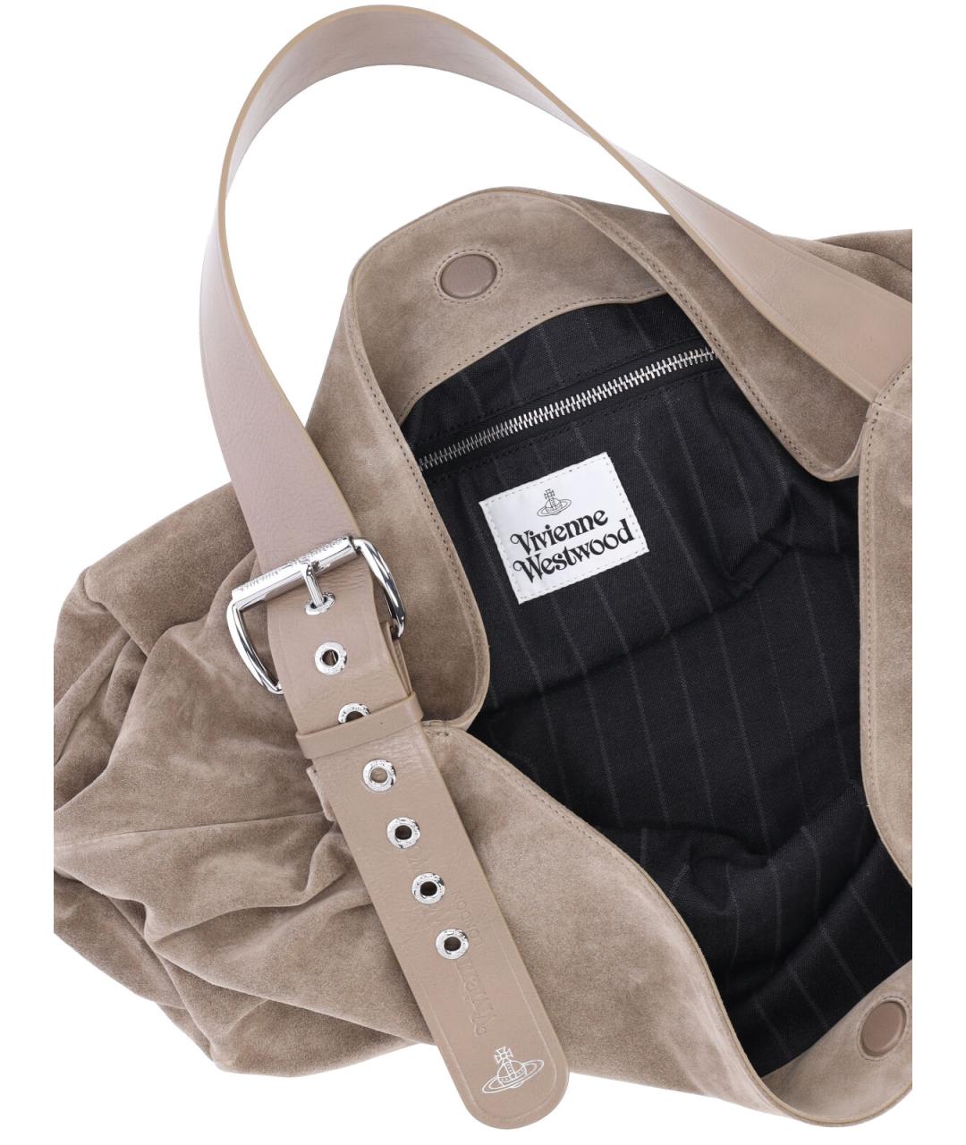 VIVIENNE WESTWOOD Серая замшевая сумка тоут, фото 4