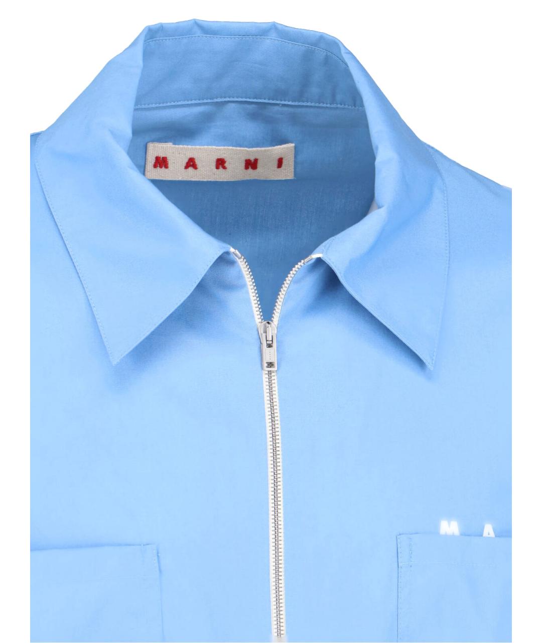 MARNI Голубая хлопковая кэжуал рубашка, фото 4