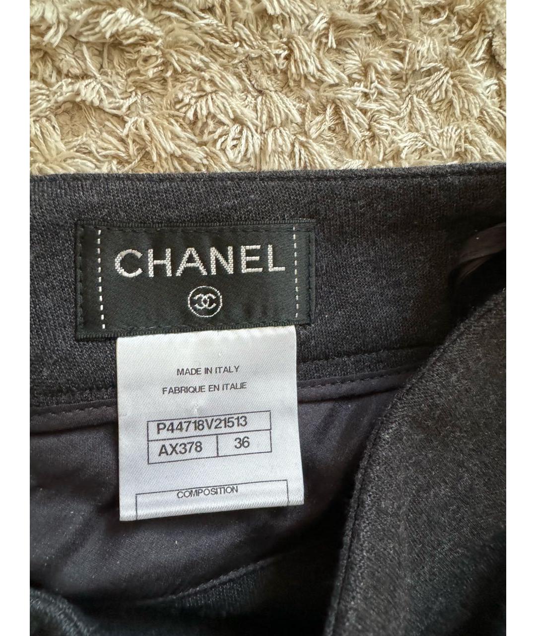 CHANEL Серые шерстяные прямые брюки, фото 6