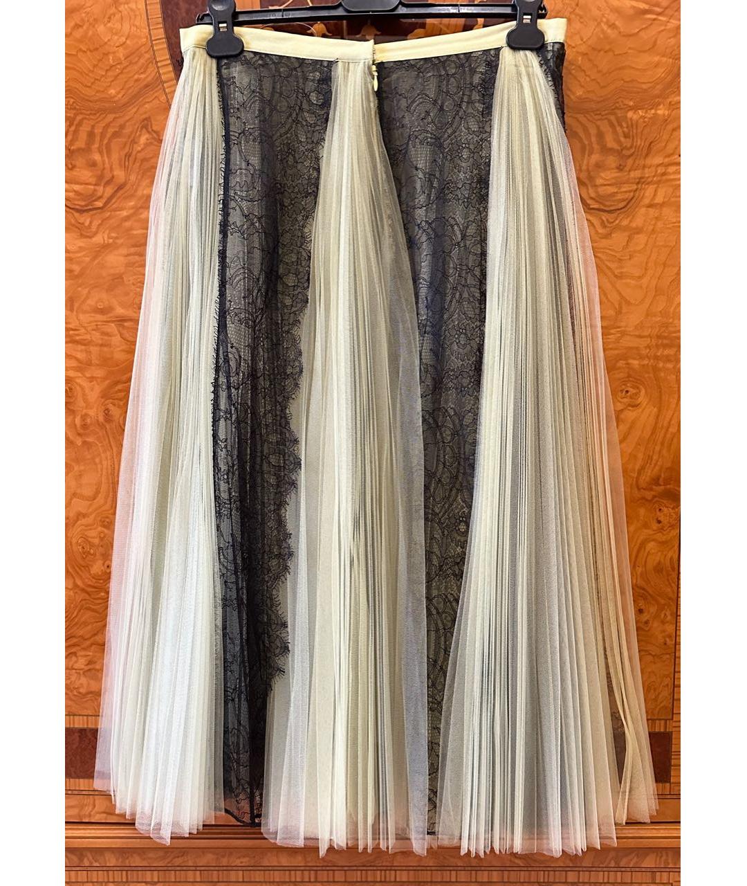 BURBERRY Желтая сетчатая юбка миди, фото 2