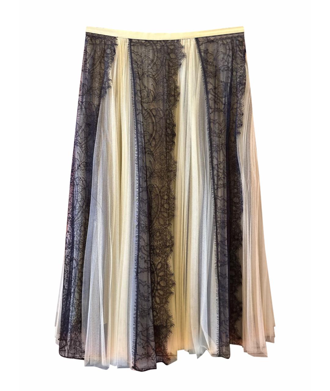 BURBERRY Желтая сетчатая юбка миди, фото 1