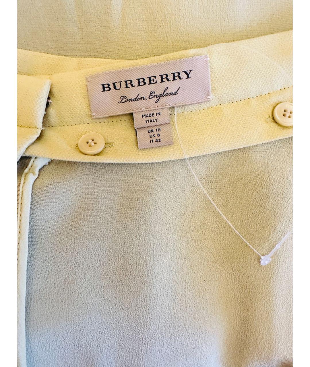 BURBERRY Желтая сетчатая юбка миди, фото 5