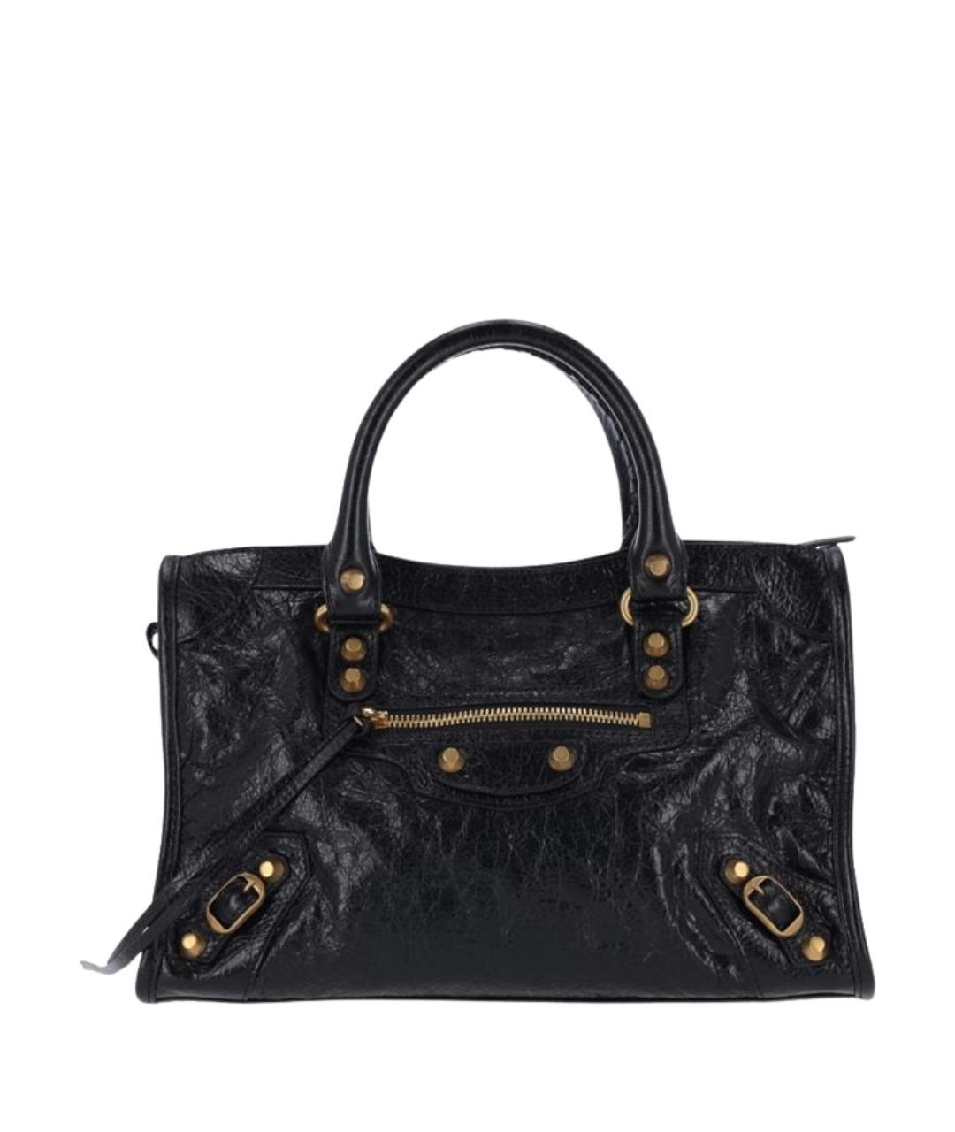 BALENCIAGA Черная кожаная сумка тоут, фото 1