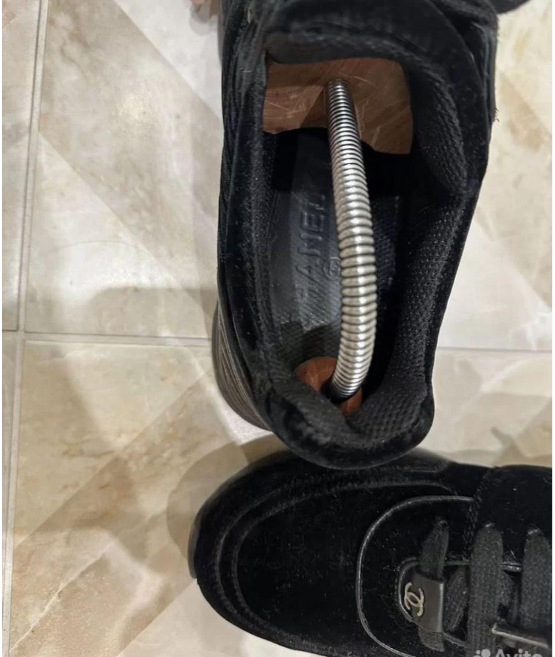 CHANEL Черные бархатные кроссовки, фото 6