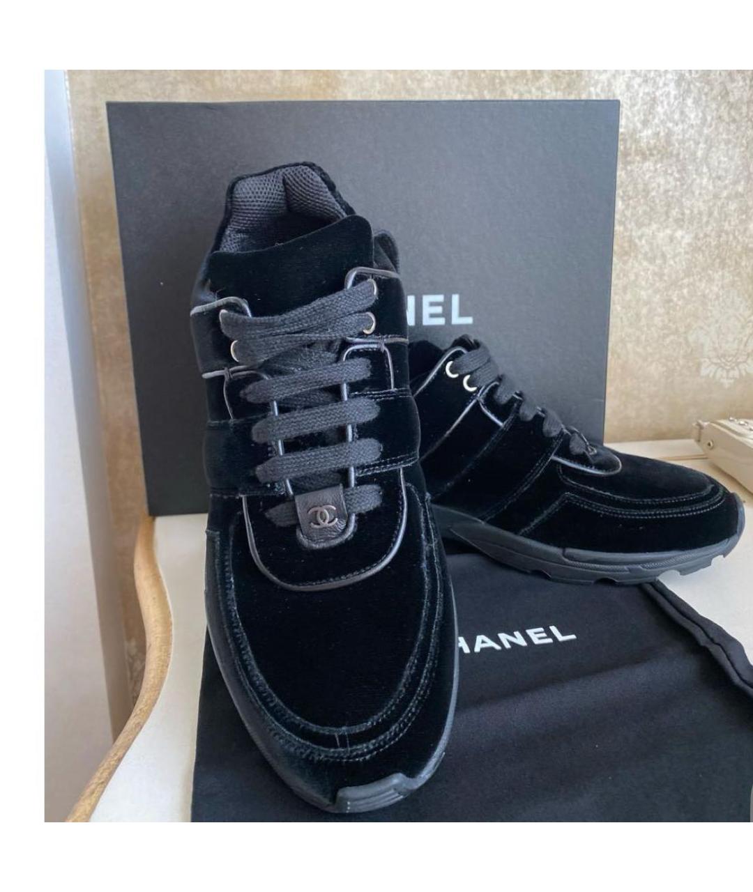 CHANEL Черные бархатные кроссовки, фото 7