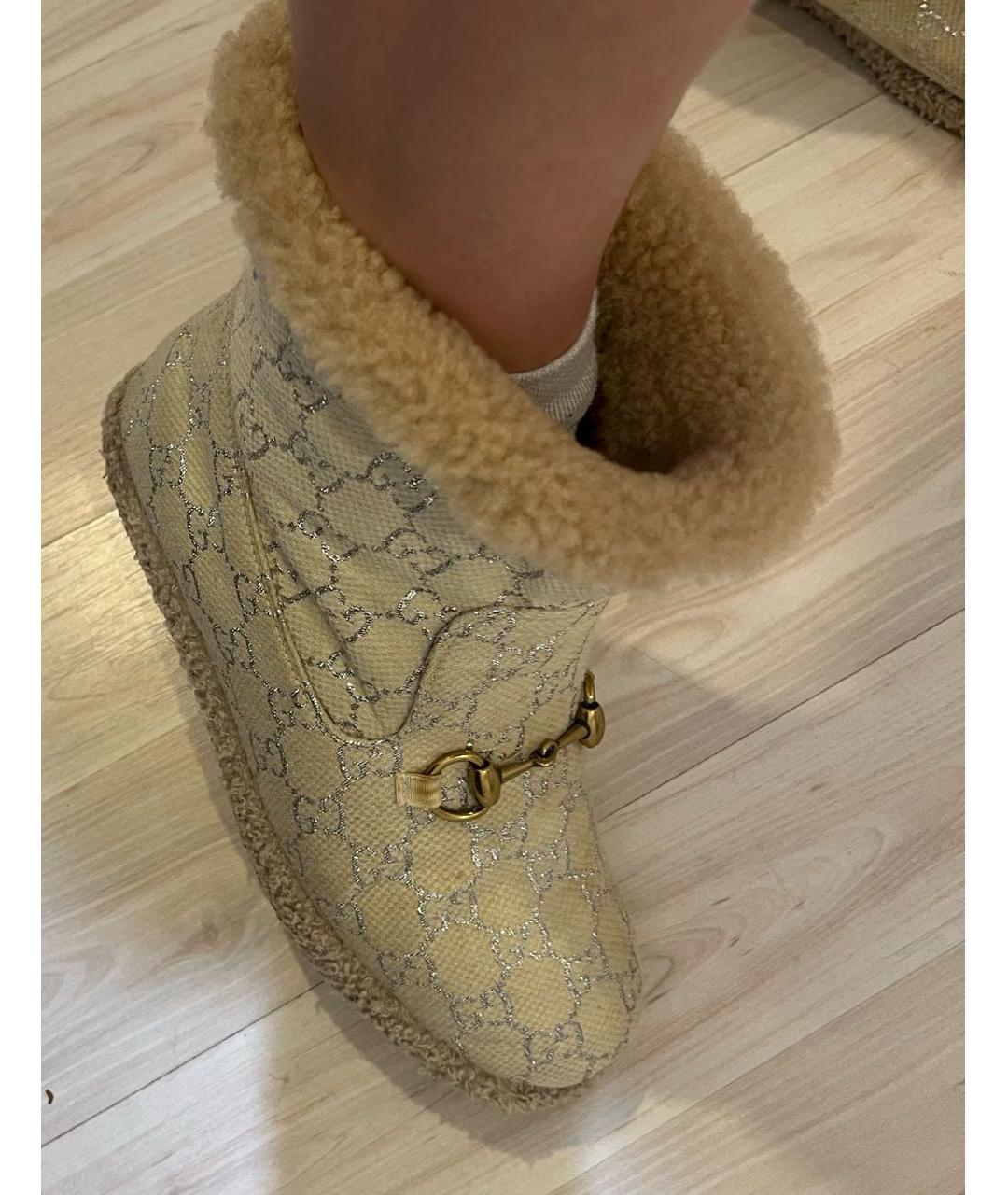 GUCCI Бежевые текстильные сапоги, фото 8