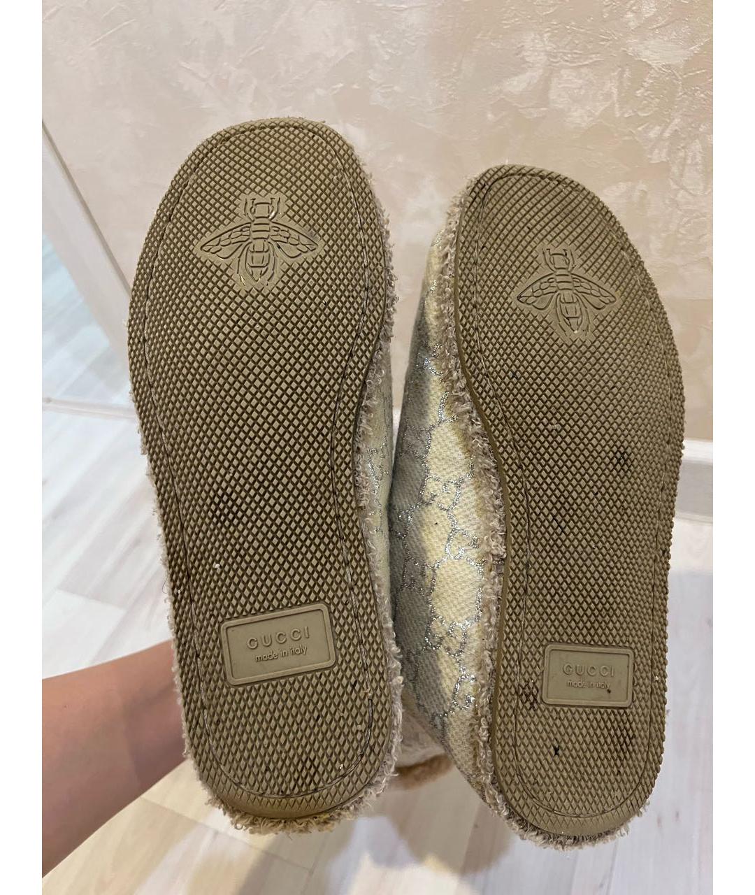 GUCCI Бежевые текстильные сапоги, фото 4