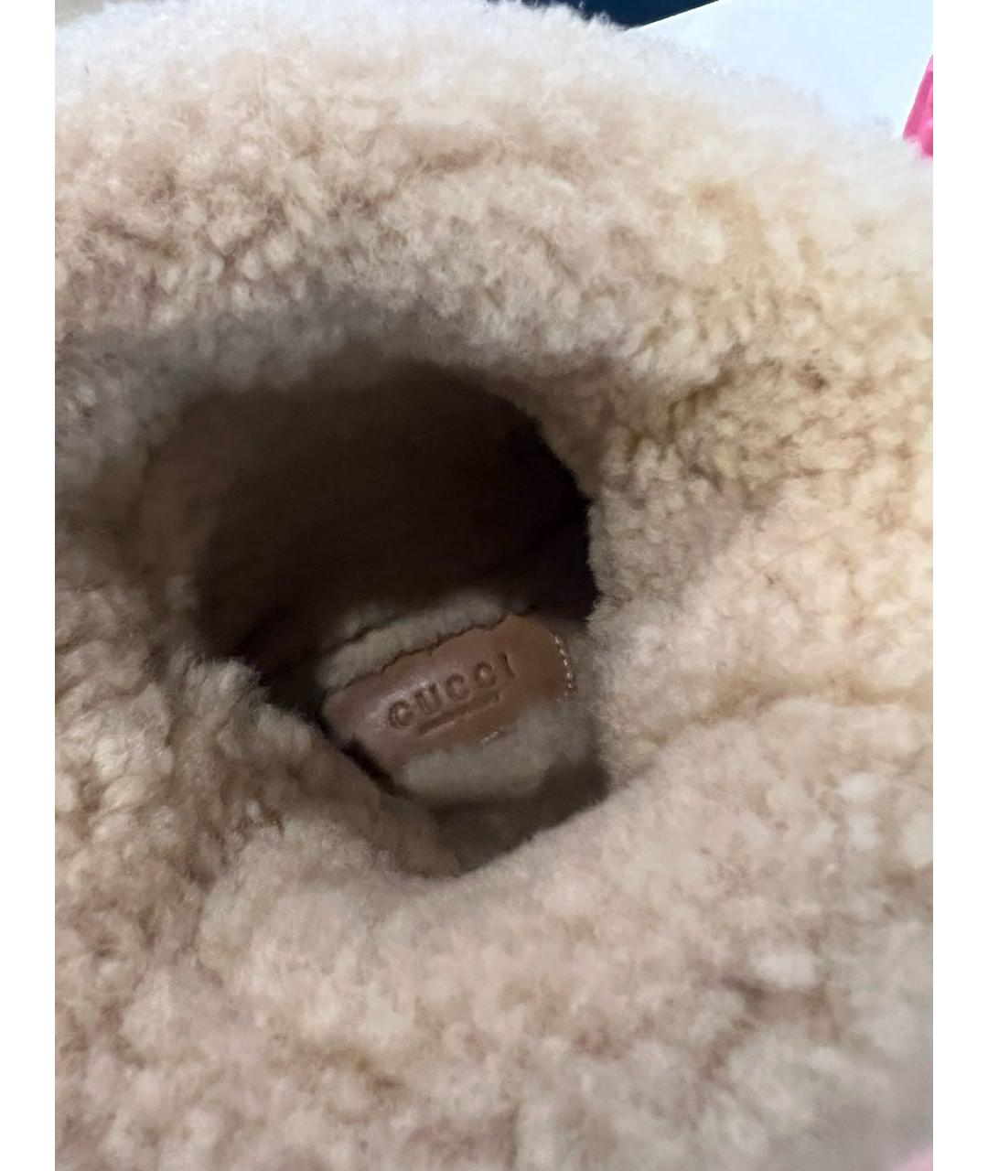 GUCCI Бежевые текстильные сапоги, фото 5