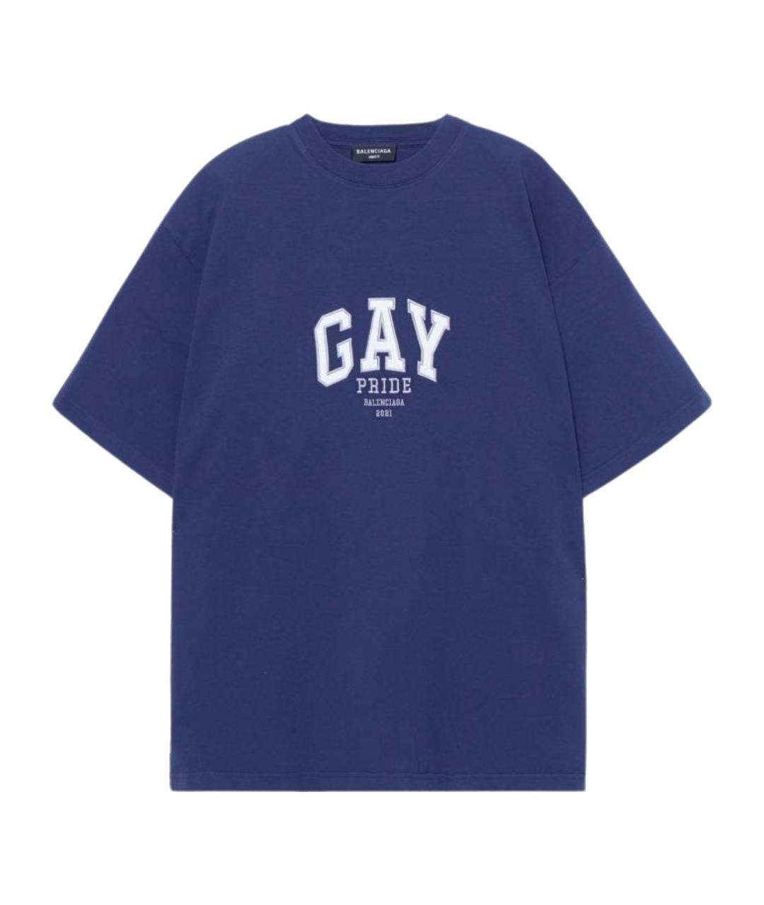 BALENCIAGA Синяя футболка, фото 1