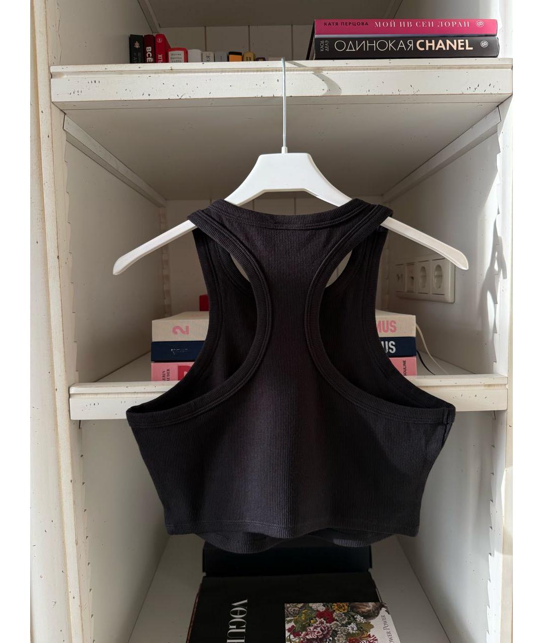 ALO YOGA Черная хлопко-эластановая футболка, фото 2