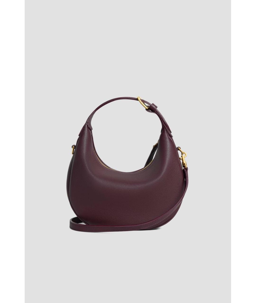 CELINE Бордовая кожаная сумка с короткими ручками, фото 3