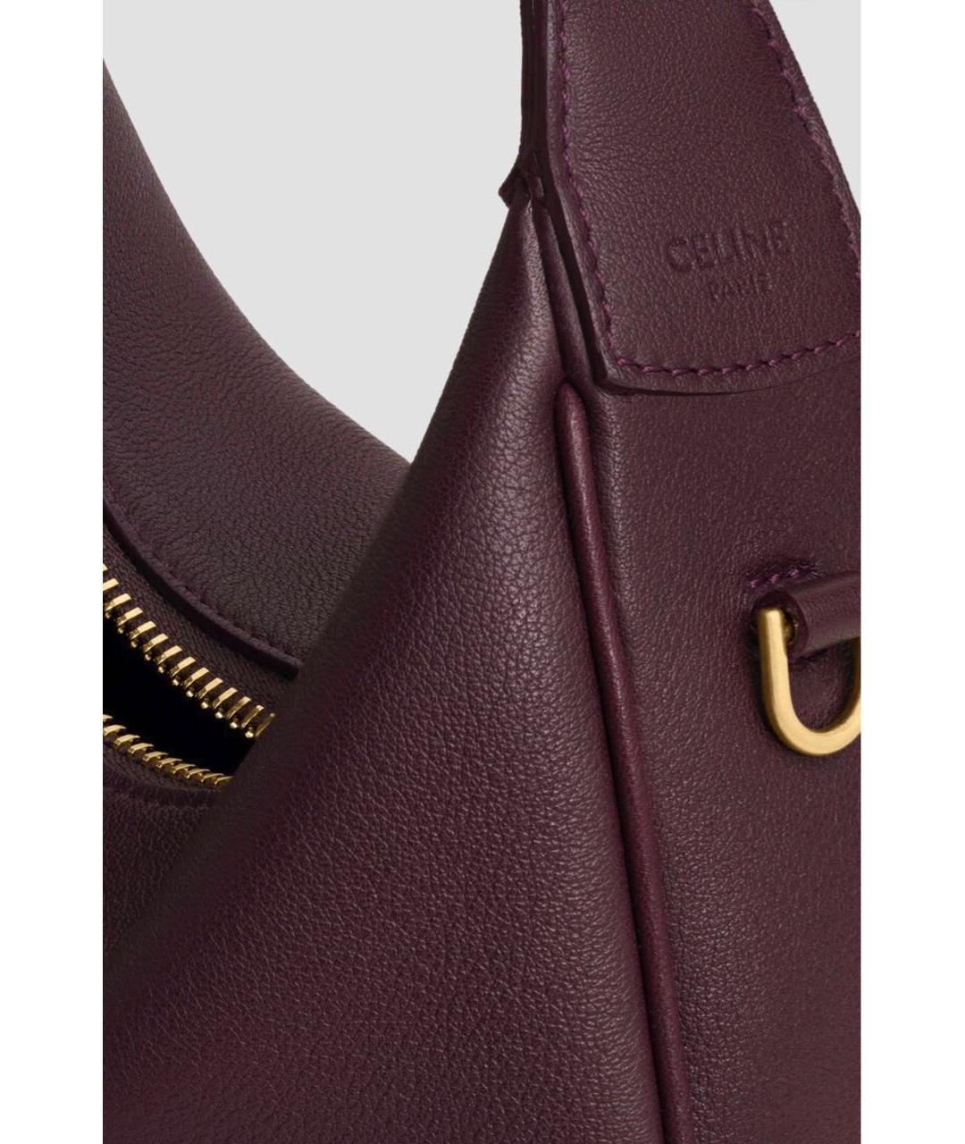 CELINE Бордовая кожаная сумка с короткими ручками, фото 4