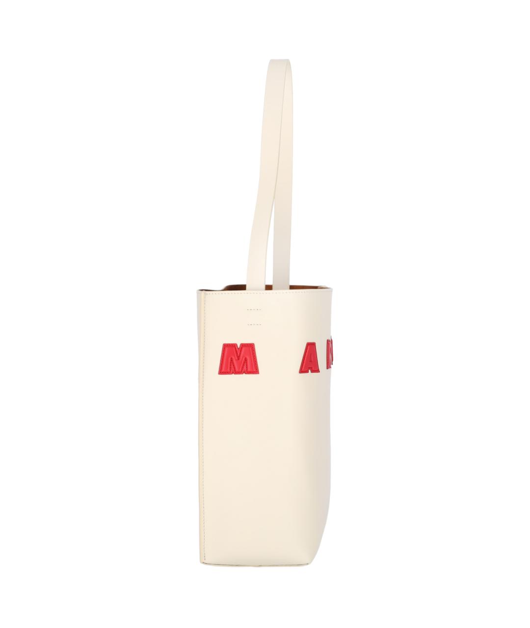 MARNI Белая кожаная сумка тоут, фото 5