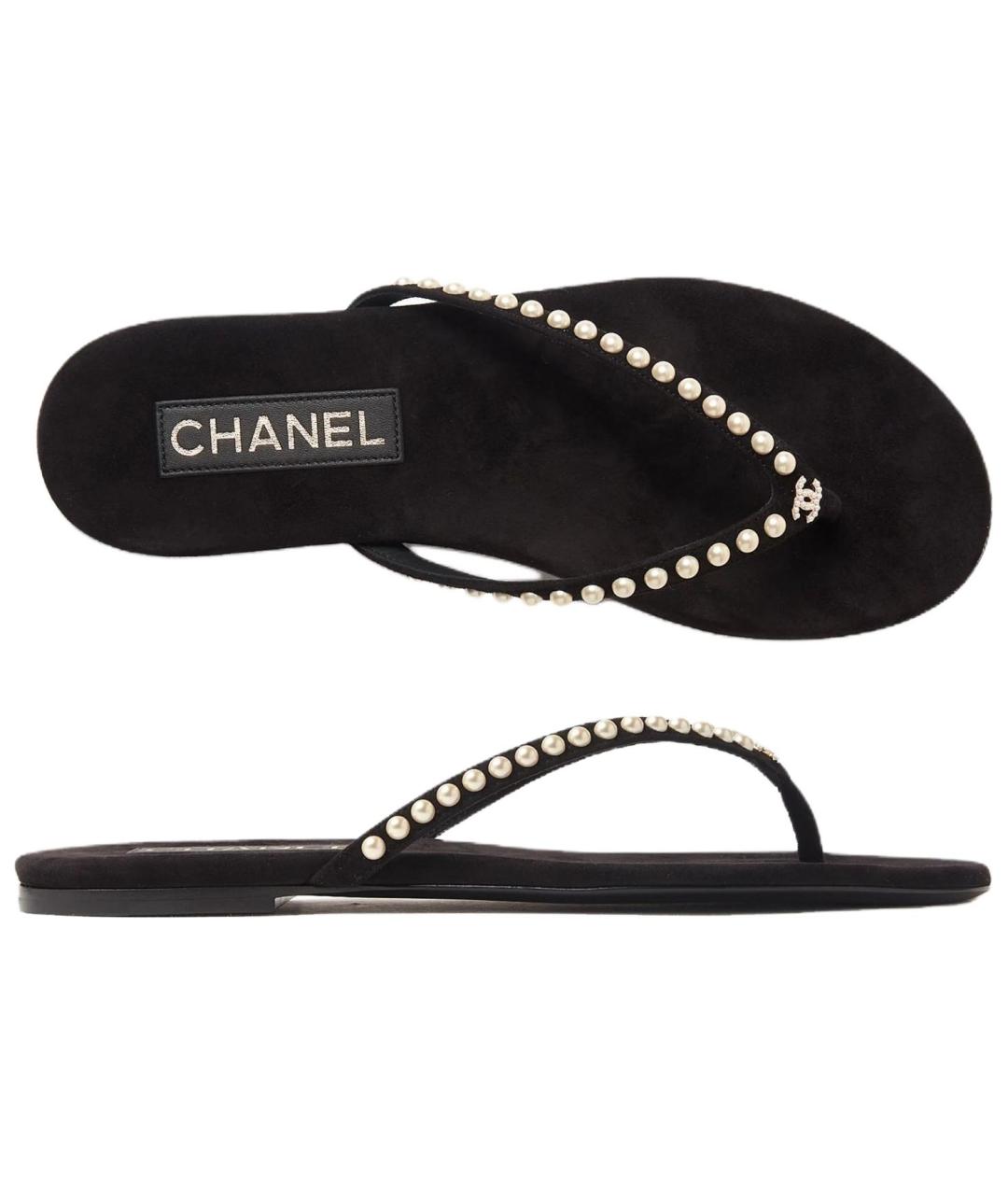 CHANEL Черные шлепанцы, фото 5