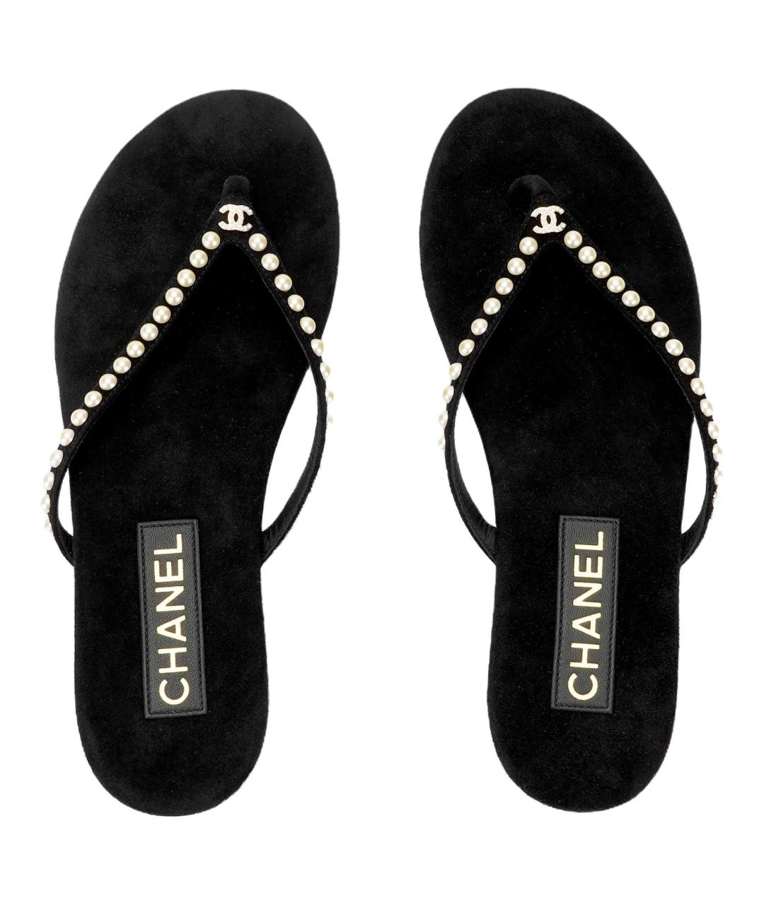 CHANEL Черные шлепанцы, фото 3