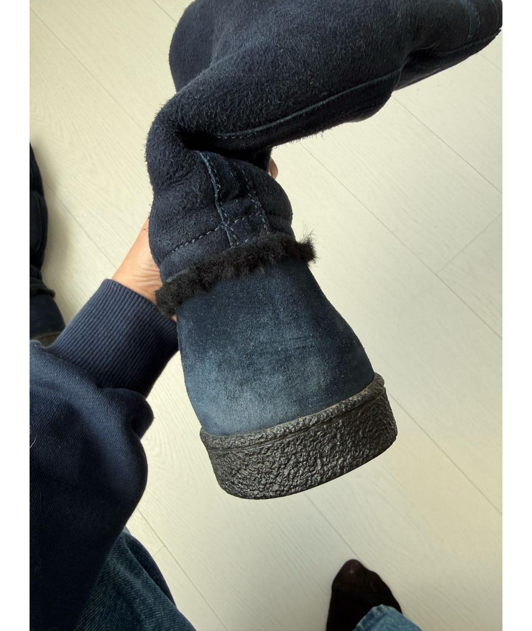 CHANEL Темно-синие замшевые сапоги, фото 7
