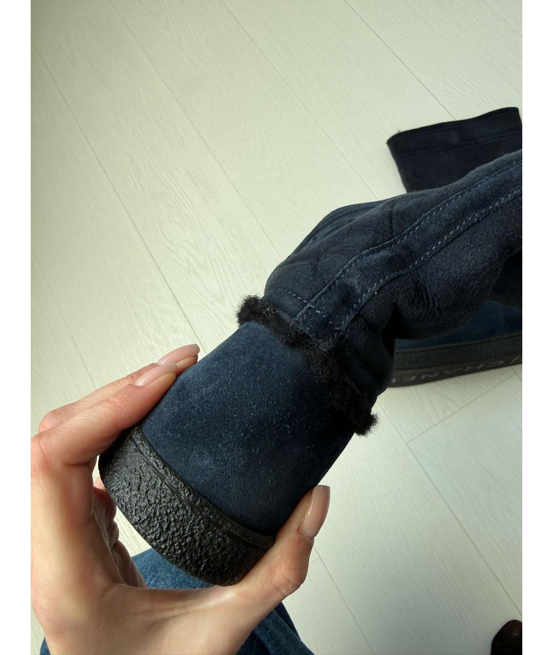 CHANEL Темно-синие замшевые сапоги, фото 5