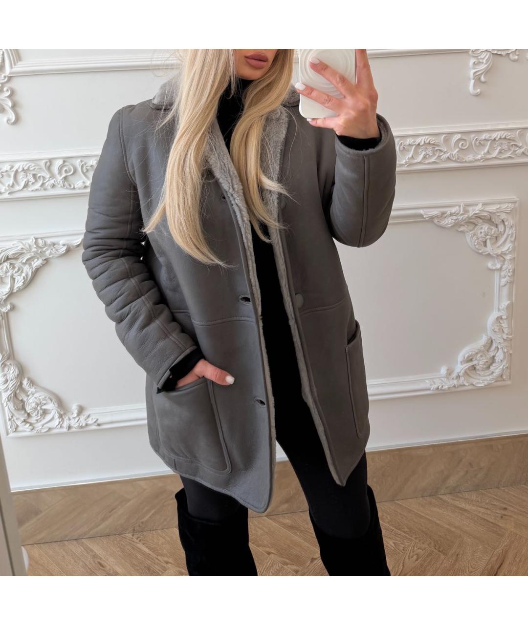 CELINE Серая замшевая дубленка, фото 6