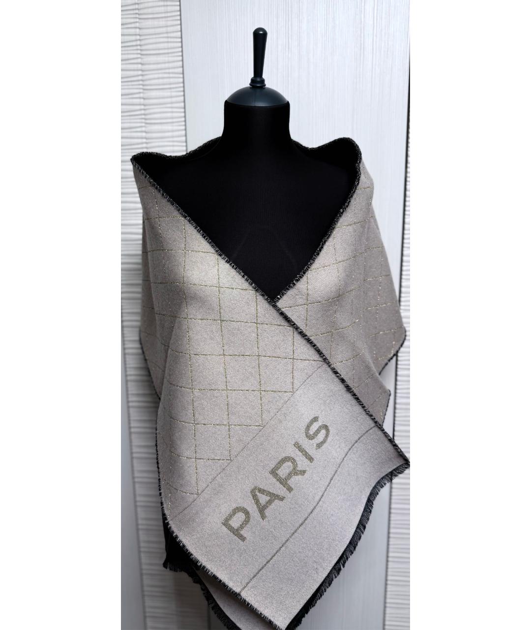 CHANEL Бежевый шерстяной шарф, фото 3
