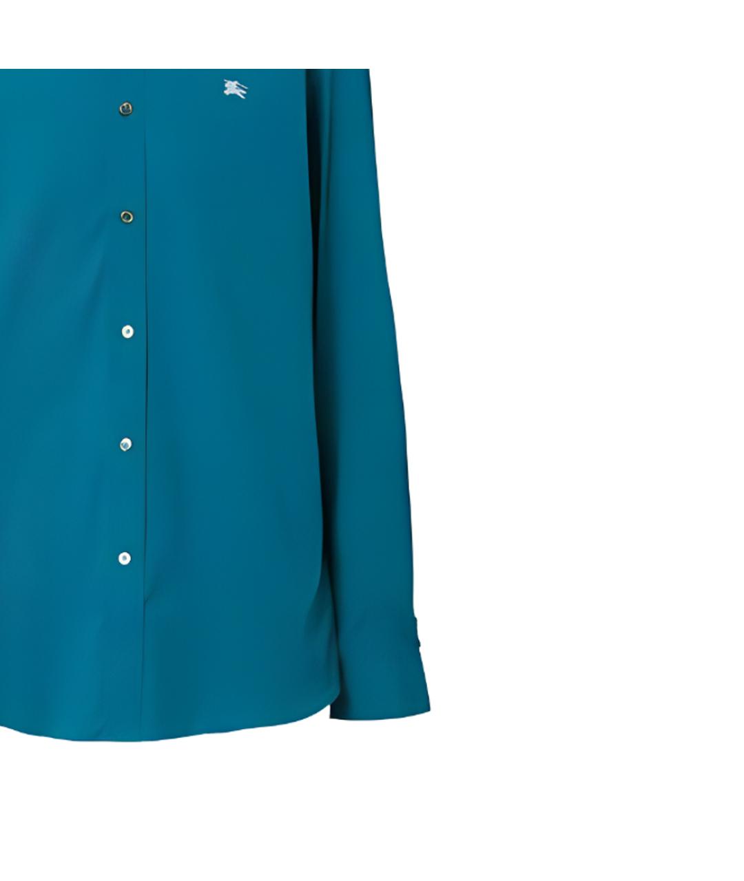 BURBERRY Бирюзовая хлопковая классическая рубашка, фото 4