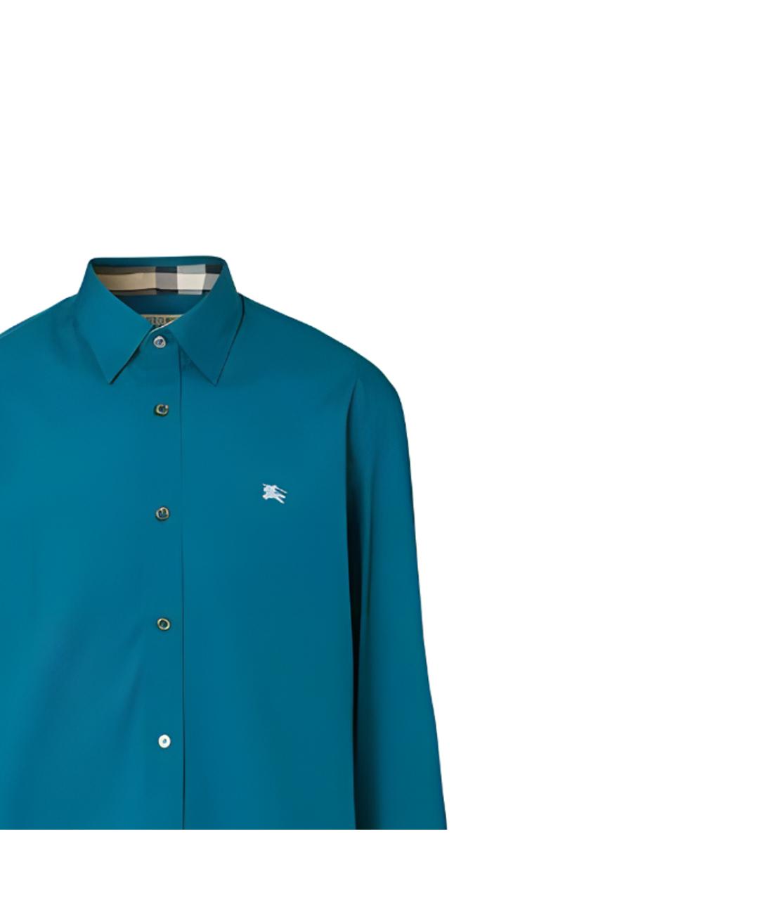 BURBERRY Бирюзовая хлопковая классическая рубашка, фото 5