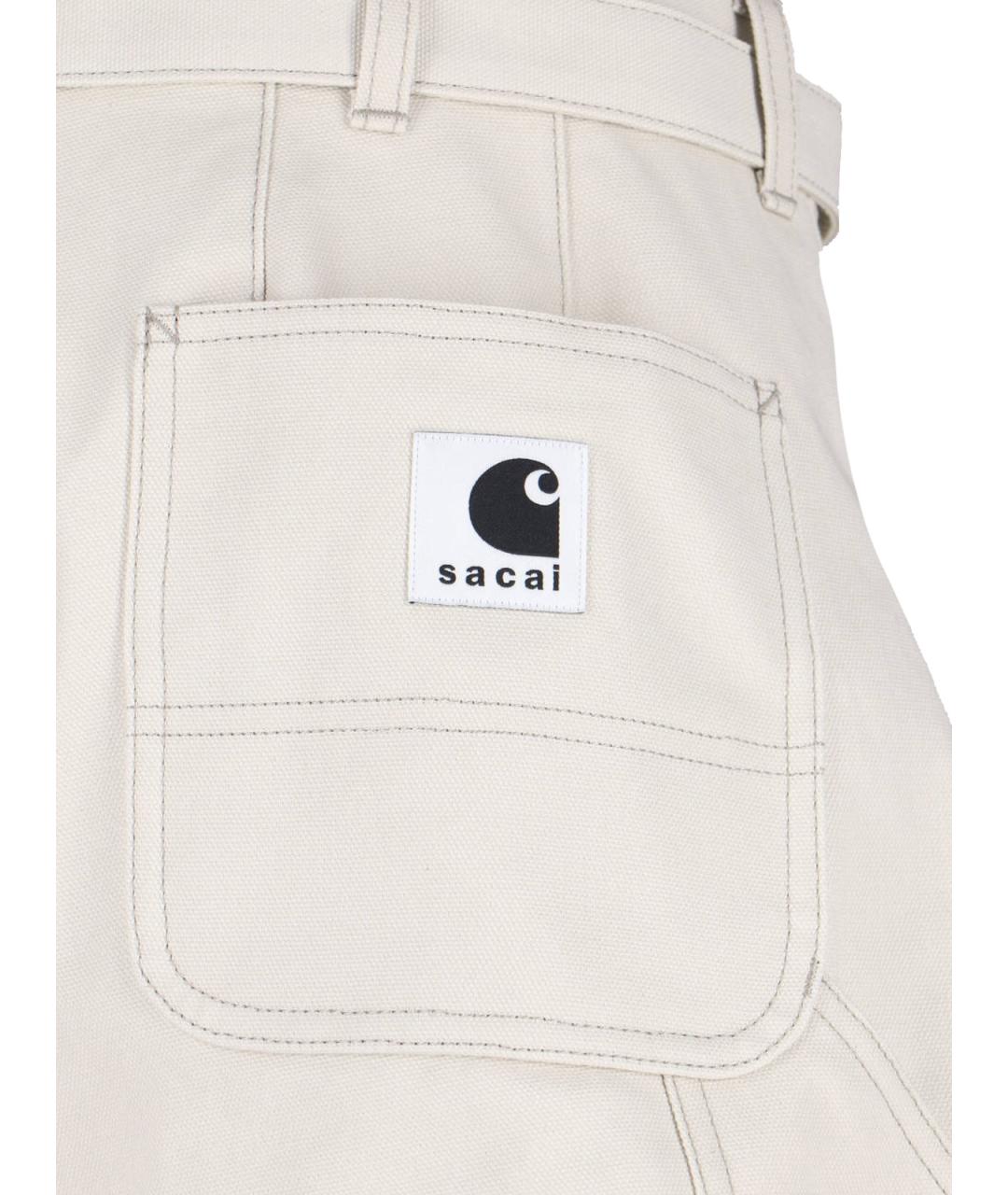 SACAI Белые хлопковые повседневные брюки, фото 4