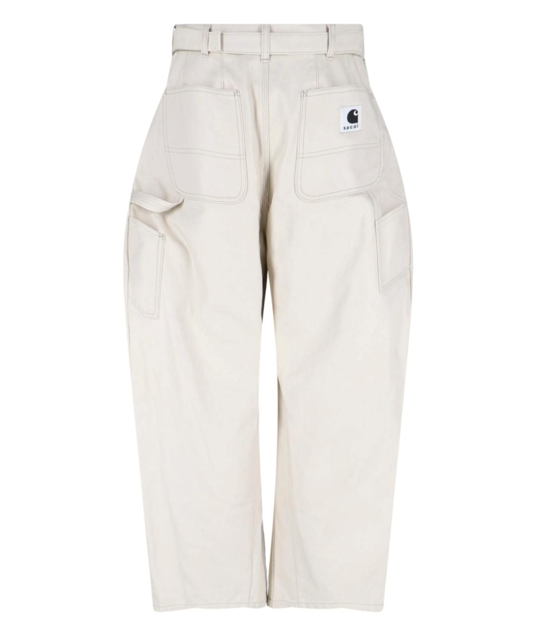 SACAI Белые хлопковые повседневные брюки, фото 2
