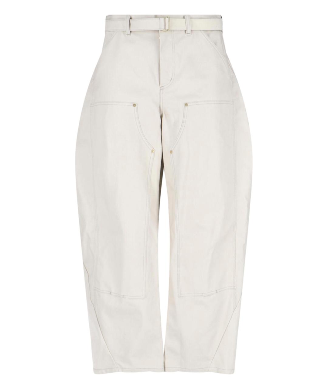 SACAI Белые хлопковые повседневные брюки, фото 1