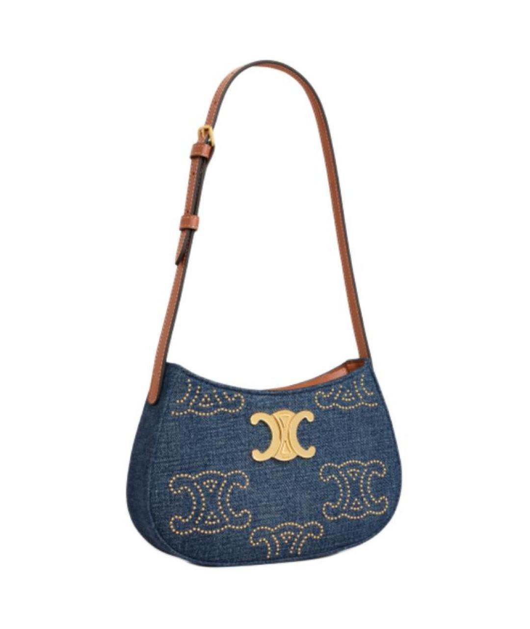 CELINE Темно-синяя тканевая сумка через плечо, фото 2